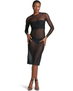 Commando Chic Mesh Long Sleeve Midi Dress TU302 | Dresses