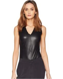 Commando Faux Leather V-Neck Bodysuit BDS014 | Shirts & Tops