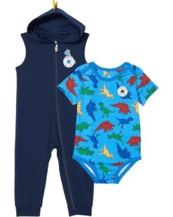Converse Kids Dino Explorer Hooded Coverall & Bodysuit | Baby One Pieces